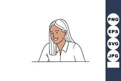 Smiling woman with long hair in white shirt vector illustrat Product Image 1