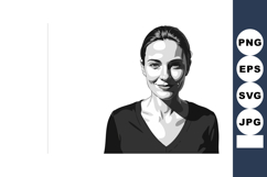 Portrait of smiling woman in black top monochrome vector ill Product Image 1