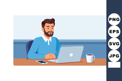 Man Working on Laptop with Coffee and Smartphone at Desk Dig Product Image 1