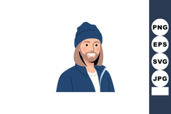Young man wearing blue beanie and jacket smiling vector illu Product Image 1