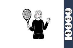 Woman holding tennis racket and ball ready to play sport vec Product Image 1