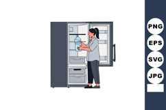 Woman taking water bottle from refrigerator in home kitchen Product Image 1