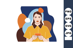 Woman holding cup with abstract colorful background in warm Product Image 1