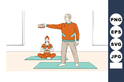 Elderly man instructing woman in yoga meditation practice in Product Image 1