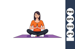 Woman practicing meditation in seated yoga pose on purple ma Product Image 1