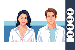 Young man and woman wearing casual clothes standing side by Product Image 1