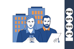 Business professionals working with smartphone and documents Product Image 1