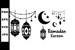 Ramadan Kareem Greeting with Traditional Lanterns Crescent M Product Image 1