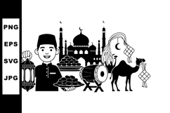 Ramadan celebration vector with mosque, lantern, camel, drum Product Image 1