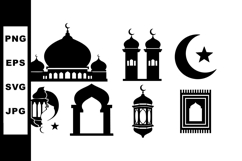 Islamic Symbols Vector Collection Including Mosque Crescent Product Image 1