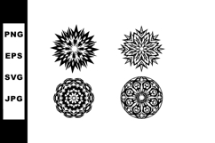 Four ornamental black and white circular mandala designs wit Product Image 1