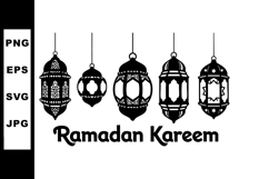 Ramadan Kareem greeting with traditional hanging lanterns fe Product Image 1