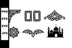 Islamic ornamental vector elements with mosque silhouette an Product Image 1