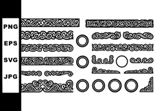 Decorative vintage ornamental borders and round frame elemen Product Image 1