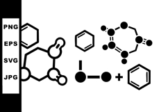 Chemical molecular structure icons representing benzene and Product Image 1