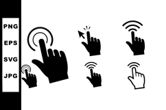 Hand cursor icons set with clicking and wireless signal symb Product Image 1