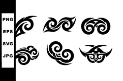 Abstract black swirl vector design elements with tribal styl Product Image 1