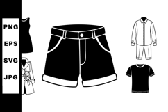 Clothing icons set with dress shorts shirt jacket and coat v Product Image 1