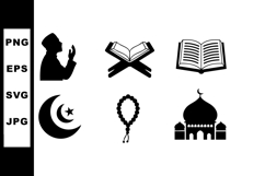 Islamic religious symbols vector set with mosque crescent pr Product Image 1