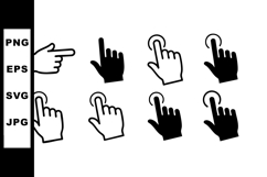 Hand cursor icons and pointer symbols set in black and white Product Image 1