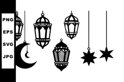 Ramadan lanterns crescent moon and star hanging decorations Product Image 1