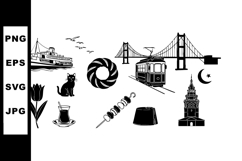 San Francisco iconic landmarks and cultural symbols vector s Product Image 1
