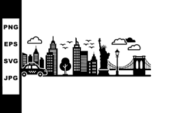 New York City skyline with Statue of Liberty and Brooklyn Br Product Image 1