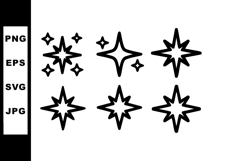 Various black star shapes vector set with sparkle and twinkl Product Image 1