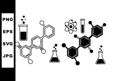 Chemical molecules and laboratory glassware vector icons wit Product Image 1