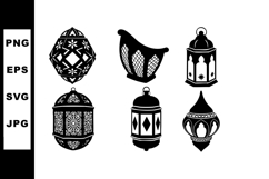 Traditional ornamental lanterns vector silhouette set for cu Product Image 1
