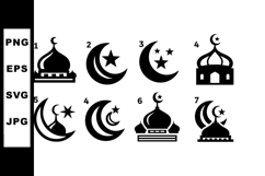 Islamic symbols collection with crescent moon and star vecto Product Image 1