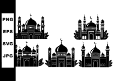 Islamic mosque silhouette collection with domes minarets and Product Image 1