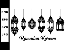 Ramadan Kareem decorative hanging lanterns vector for Islami Product Image 1
