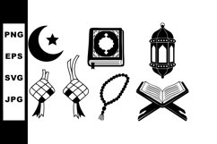Islamic religious symbols crescent star Quran lantern prayer Product Image 1