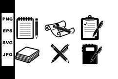 Office and writing tools set with notepad, pencil, clipboard Product Image 1
