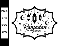 Ramadan Kareem greeting card design with lanterns crescent m Product Image 1
