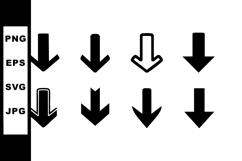 Downward arrows set vector collection for design use in blac Product Image 1
