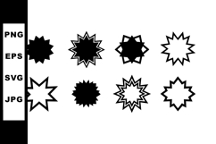 Set of black and white starburst shapes vector collection fo Product Image 1
