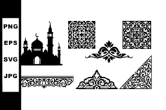 Islamic ornamental vector design with mosque silhouette and Product Image 1