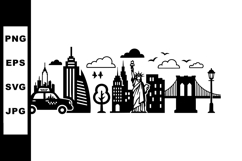 New York City skyline silhouette featuring Statue of Liberty Product Image 1