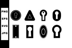 Set of keyhole icons in various shapes for security and acce Product Image 1