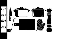 Kitchen utensils collection including knife ladle cutting bo Product Image 1