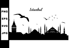 Istanbul skyline silhouette with Galata Tower and historic m Product Image 1