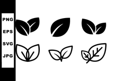 Leaf icons simple black and white nature symbol set for eco Product Image 1