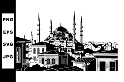 Blue Mosque Istanbul silhouette vector art with minarets and Product Image 1