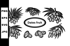 Dates fruit vector set with branches and clusters showing fr Product Image 1