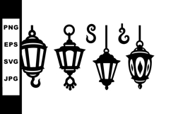 Vintage hanging lanterns with hooks classic retro style deco Product Image 1