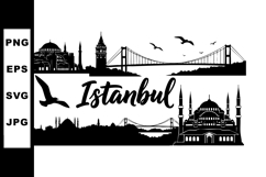 Istanbul cityscape silhouette with famous landmark mosque an Product Image 1