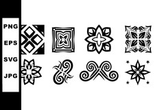 Ornamental Black and White Floral and Geometric Vector Patte Product Image 1