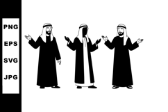 Middle Eastern men wearing traditional thobe and keffiyeh ve Product Image 1